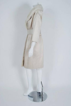 1959 Yves Saint Laurent for Christian Dior Haute-Couture Ivory Silk & Mink Coat