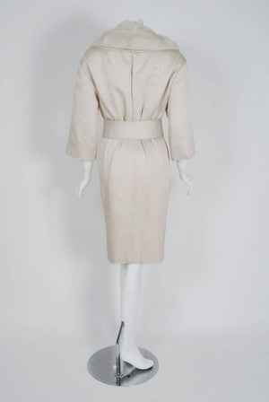 1959 Yves Saint Laurent for Christian Dior Haute-Couture Ivory Silk & Mink Coat