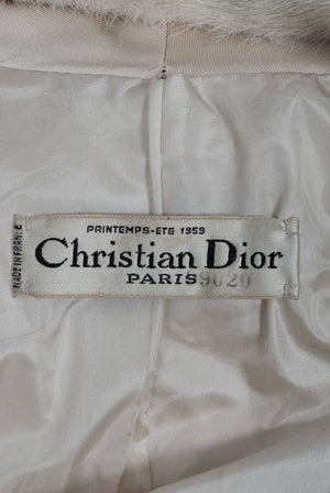 1959 Yves Saint Laurent for Christian Dior Haute-Couture Ivory Silk & Mink Coat