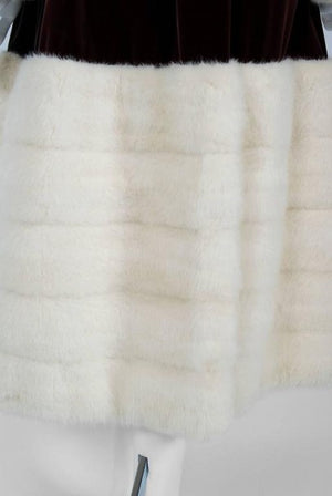 1970 Norman Norell Documented Brown Velvet & Ivory-White Mink Fur Princess Coat