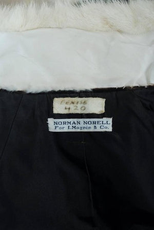 1970 Norman Norell Documented Brown Velvet & Ivory-White Mink Fur Princess Coat