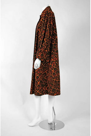 1989 Yves Saint Laurent Leopard Animal Print Cotton-Twill Trench Coat Jacket