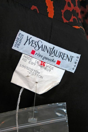 1989 Yves Saint Laurent Leopard Animal Print Cotton-Twill Trench Coat Jacket