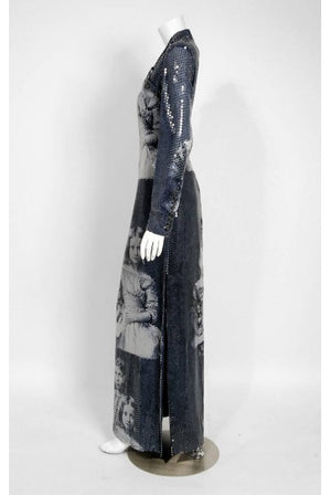 1998 Alexander McQueen 'Joan' Romanov' Sequin Print Long-Sleeve Runway Gown