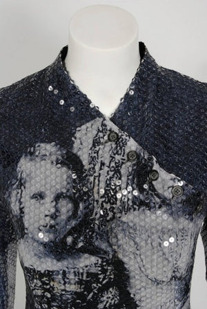 1998 Alexander McQueen 'Joan' Romanov' Sequin Print Long-Sleeve Runway Gown