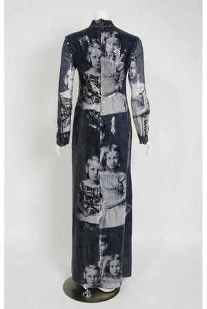 1998 Alexander McQueen 'Joan' Romanov' Sequin Print Long-Sleeve Runway Gown