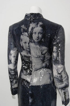 1998 Alexander McQueen 'Joan' Romanov' Sequin Print Long-Sleeve Runway Gown