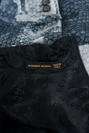 1998 Alexander McQueen 'Joan' Romanov' Sequin Print Long-Sleeve Runway Gown