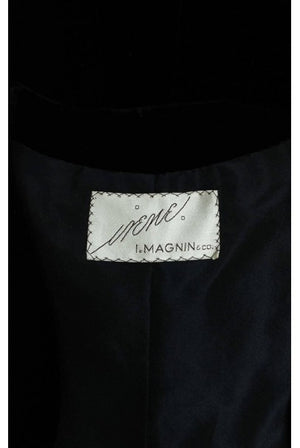 1953 Irene Lentz Couture Black Velvet & Mink Fur Puff-Sleeve Gown Ensemble