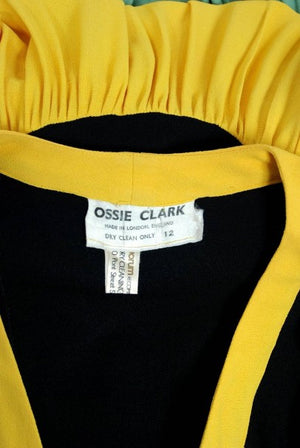 1971 Ossie Clark Couture Traffic Light Block-Color Tiered Crepe Plunge Dress
