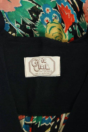 1972 Ossie Clark Colorful Floral Celia Birtwell Print Silk & Crepe Belted Dress