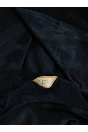 1954 Chanel Haute-Couture Black Satin Wide Cuff Full-Length Princess Dress Coat