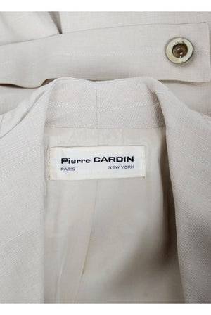 1968 Pierre Cardin Oatmeal Linen Double-Breasted Mod Tailored Pantsuit Ensemble