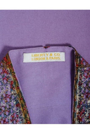 1915 Liberty Couture Lilac Wool & Colorful Lace Art-Nouveau Full Length Cape