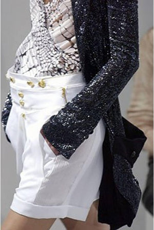 2005 Balenciaga Lesage Beaded Black Sculpted Tuxedo Blazer Jacket