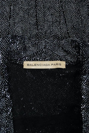 2005 Balenciaga Lesage Beaded Black Sculpted Tuxedo Blazer Jacket