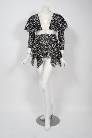 1970 Ossie Clark Daisy Celia Birtwell Print Capelet Empire Handkerchief Blouse