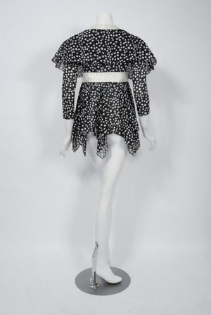 1970 Ossie Clark Daisy Celia Birtwell Print Capelet Empire Handkerchief Blouse