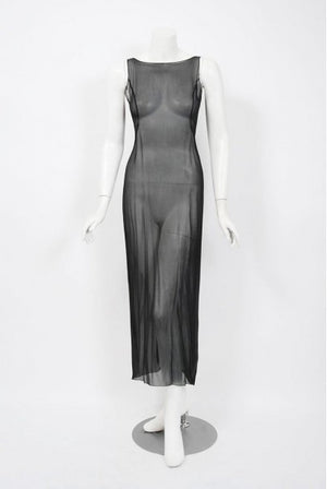 1998 Dolce & Gabbana Stromboli Collection Butterfly Chiffon Backless Sheer Dress