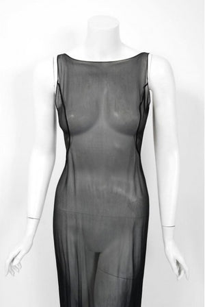 1998 Dolce & Gabbana Stromboli Collection Butterfly Chiffon Backless Sheer Dress