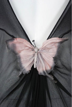 1998 Dolce & Gabbana Stromboli Collection Butterfly Chiffon Backless Sheer Dress