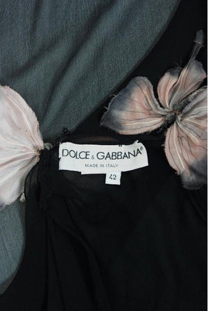 1998 Dolce & Gabbana Stromboli Collection Butterfly Chiffon Backless Sheer Dress