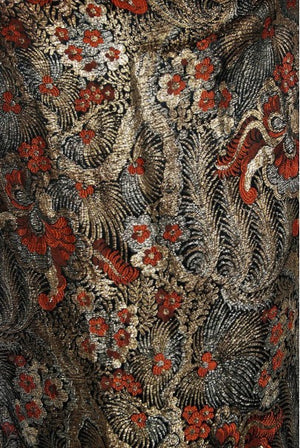 1920's Trevl Haute-Couture Metallic Feather Print Lamé & Monkey Fur Flapper Coat