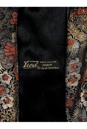 1920's Trevl Haute-Couture Metallic Feather Print Lamé & Monkey Fur Flapper Coat