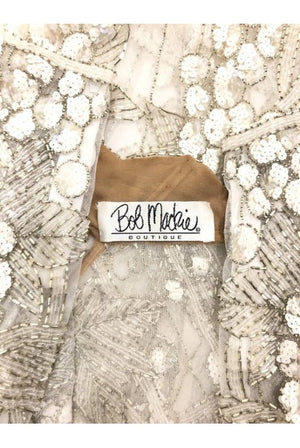 1993 Bob Mackie Couture Ivory Grapevines Beaded Sheer-Net Silk Hourglass Gown