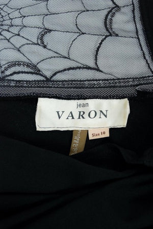 1973 Jean Varon Documented 'Cobweb' Spider Novelty Jersey Billow-Sleeve Dress
