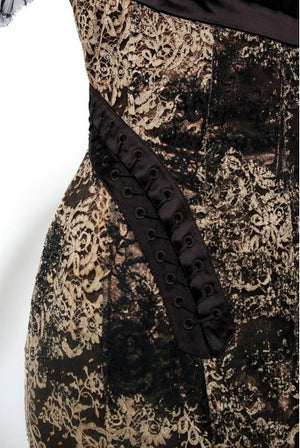 2002 Alexander McQueen Lifetime Runway Lace & Metallic Silk Corset Fishtail Gown