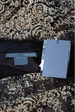 2002 Alexander McQueen Lifetime Runway Lace & Metallic Silk Corset Fishtail Gown