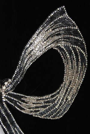 1940's Brooks Costume Couture Beaded Black Velvet Strapless Corset Bustle Gown