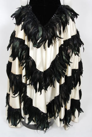 1940's Brooks Costume Couture Beaded Black Velvet Strapless Corset Bustle Gown