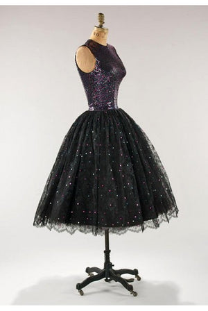 1955 Norman Norell Couture Museum Held Chantilly Lace Sequin Dress