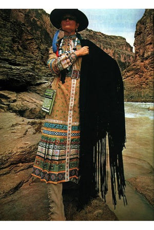 1970 Sant Angelo Documented Bohemian Print Cotton Dress Worn by Zsa Zsa Gabor