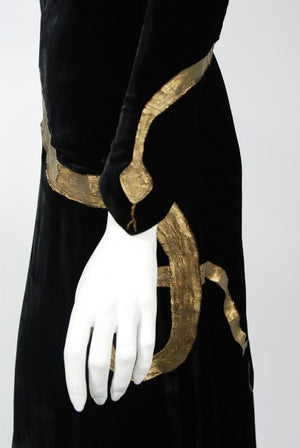 1933 Fay Wray Autographed Fashions Hand-Painted Gold Snake Velvet Gown