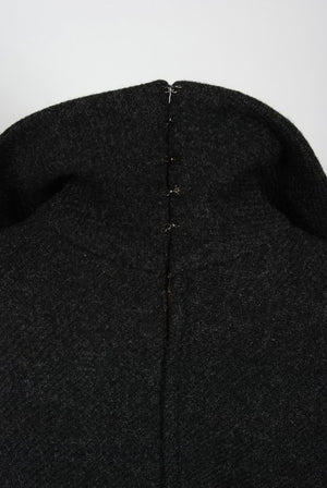 1955 Christian Dior Haute Couture Documented Charcoal-Gray Wool Sheath Dress