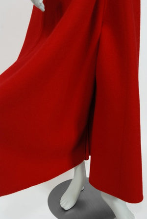 1967 Nina Ricci Haute Couture Ruby Red Wool Full-Length Mod Dress Jumpsuit