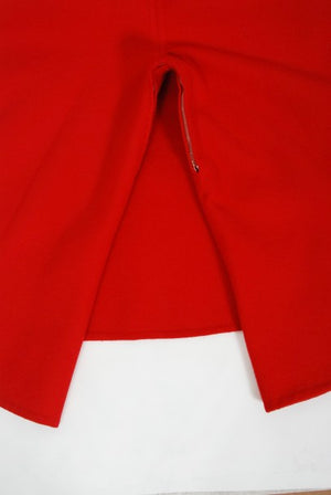 1967 Nina Ricci Haute Couture Ruby Red Wool Full-Length Mod Dress Jumpsuit