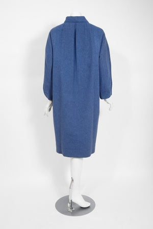 1958 Yves Saint Laurent for Christian Dior Couture Documented Periwinkle Coat