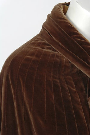1930 Chanel Haute Couture Brown & Caramel Velvet Scarf-Neck Sculpted Deco Cape