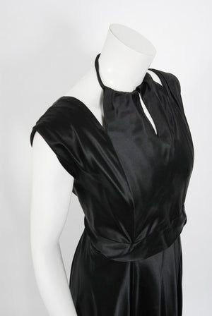 1940's Marcelle Dormoy French Couture Silk Sculpted Low Back Gown