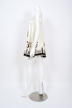 1995 Moschino Documented 'Alice In Wonderland' Novelty Clock Appliqué Mini Dress