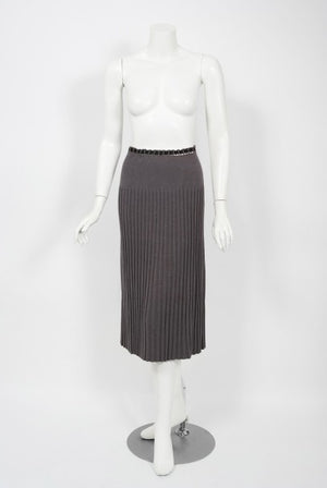 1940's Mimi Pearce Couture Novelty Climbing Cupids Hand-Knit Belted Skirt Set