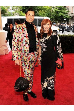 1950's Elsa Schiaparelli Novelty Sequin Blowfish Bamboo Walking Cane Purse