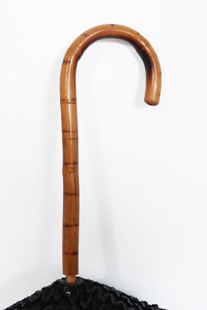 1950's Elsa Schiaparelli Novelty Sequin Blowfish Bamboo Walking Cane Purse