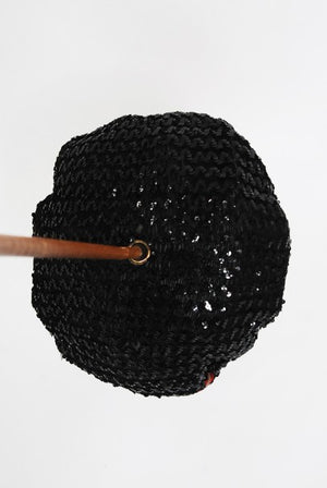 1950's Elsa Schiaparelli Novelty Sequin Blowfish Bamboo Walking Cane Purse