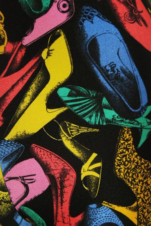 1991 Salvatore Ferragamo Runway Novelty Shoe Print Strapless Jumpsuit