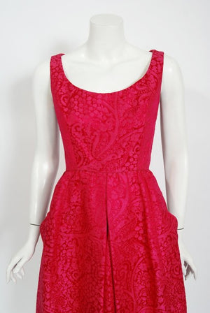 1962 Christian Dior Haute Couture Pink Textured Silk Dress & Bow Jacket